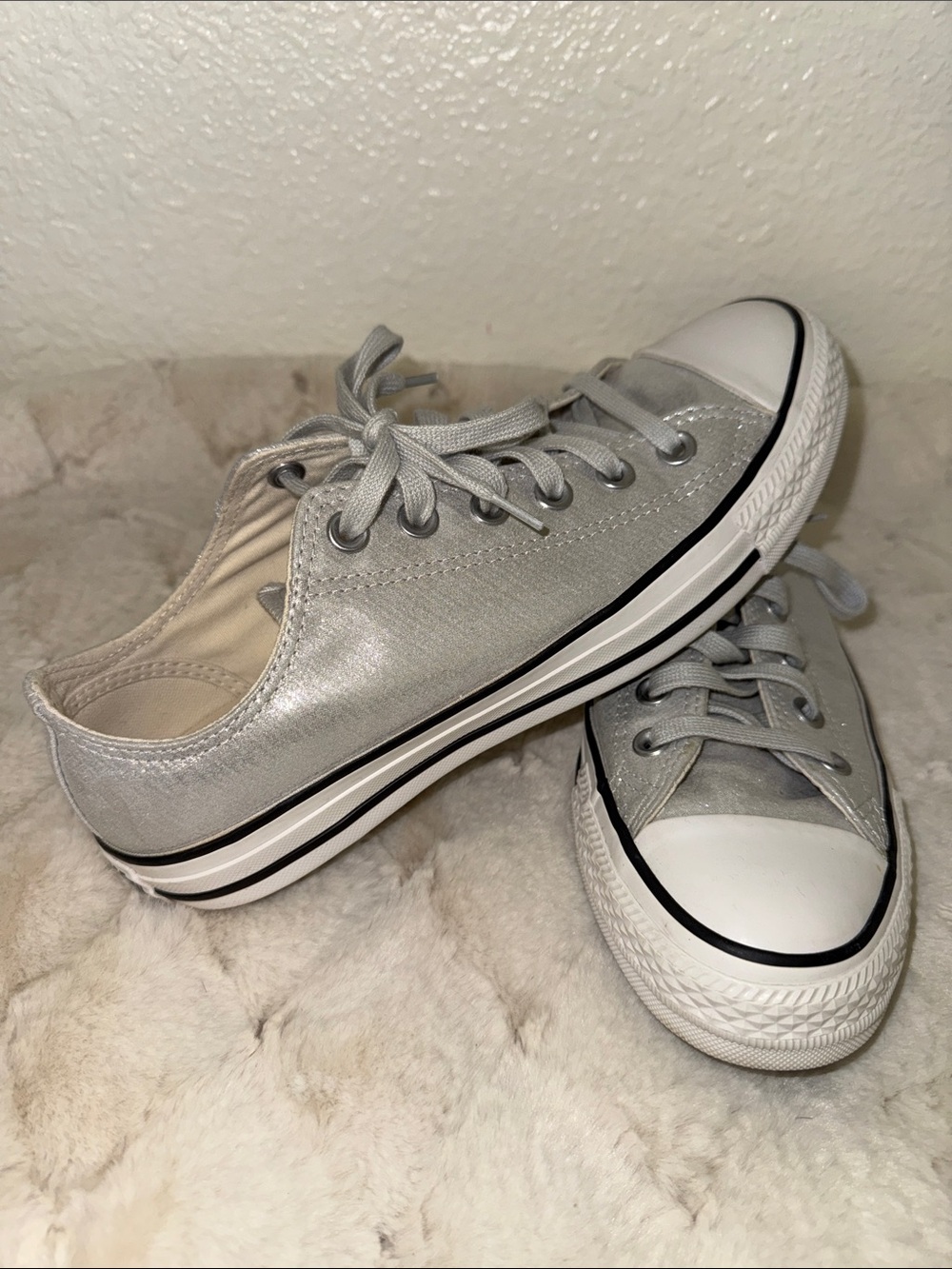 Converse Chuck Taylor All Star Low-Top Sneakers in Metallic Silver